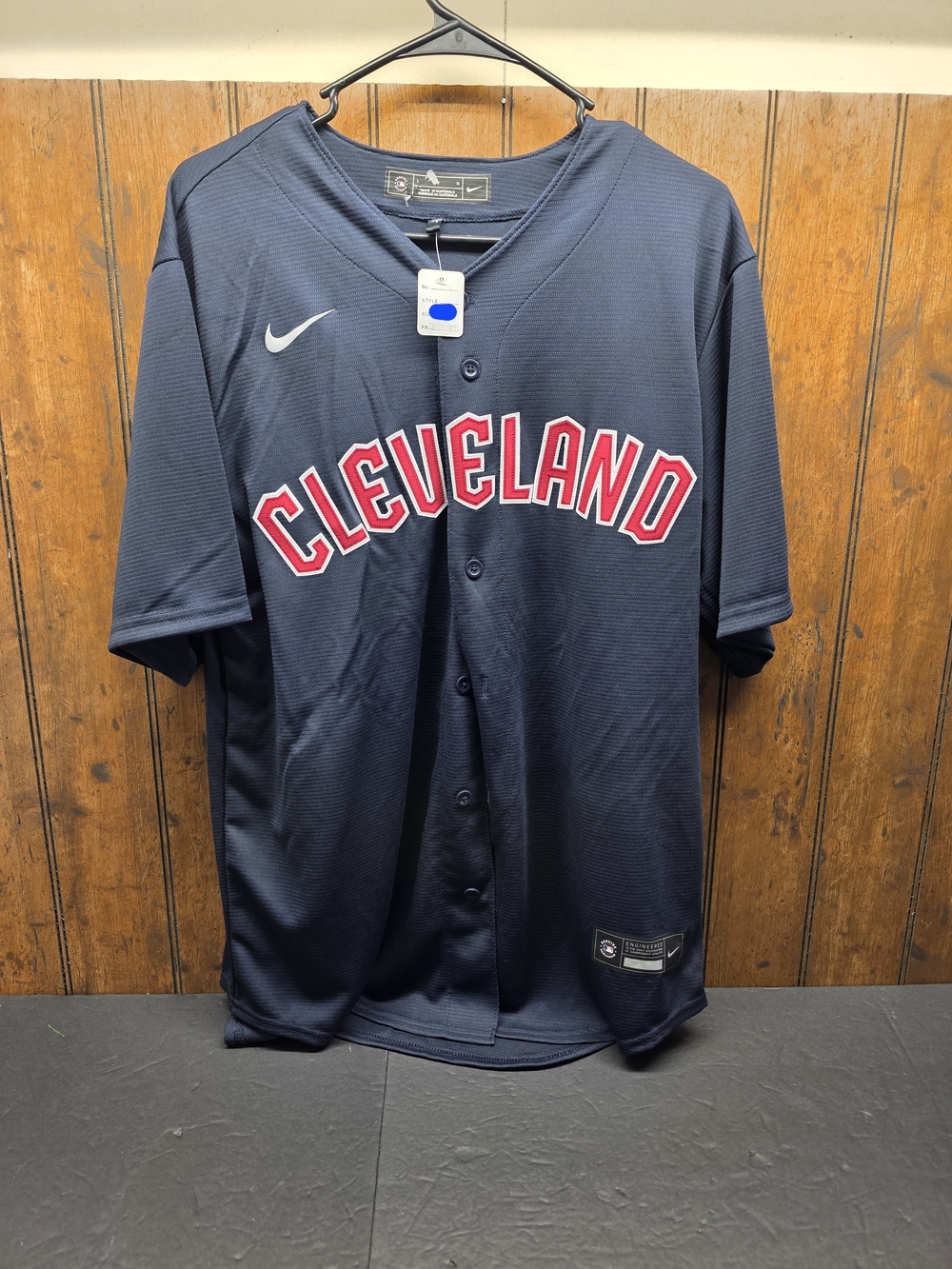 Nike Cleveland Guardian Navy Baseball Jersey with Red Trim